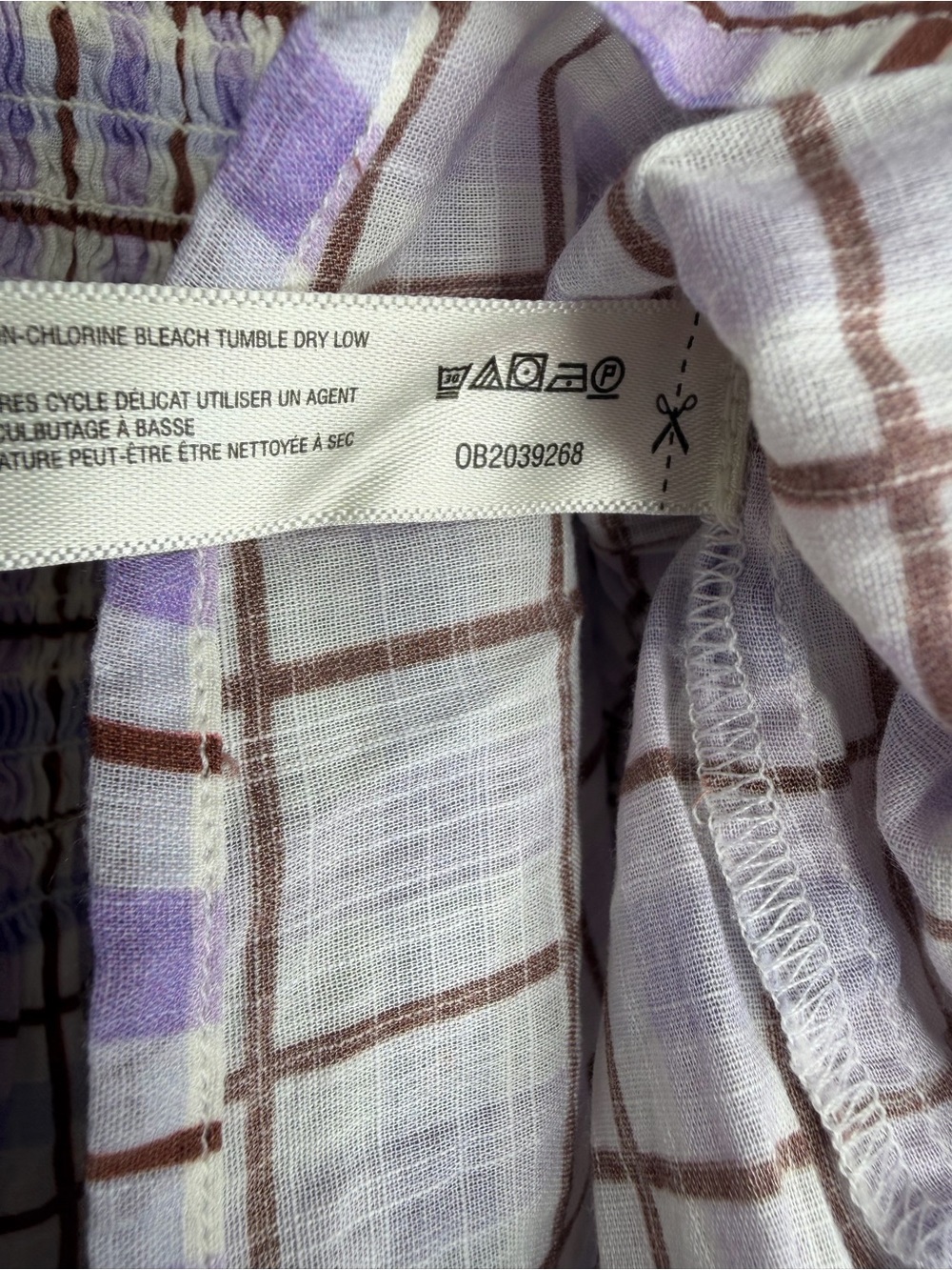 Anthropologie Lavender Plaid Button-Down with Maroon Striped Accents - Picture 7 of 12